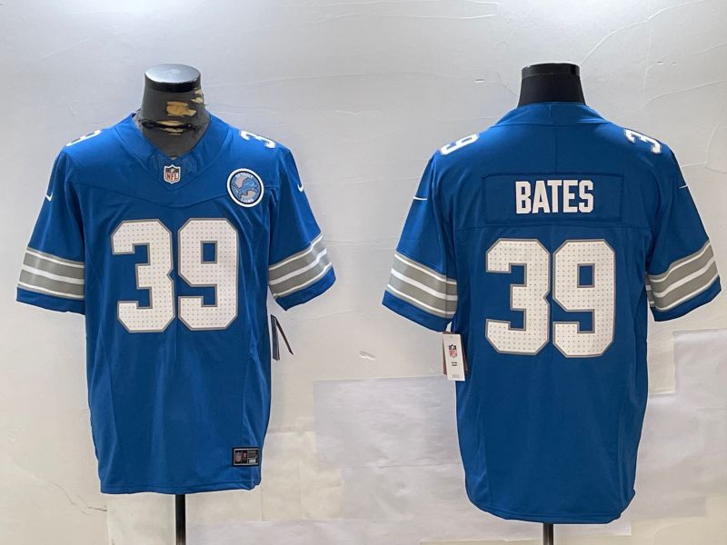 Men Detroit Lions #39 Bates Blue three generations 2024 Nike Limited NFL Jersey style 2->->